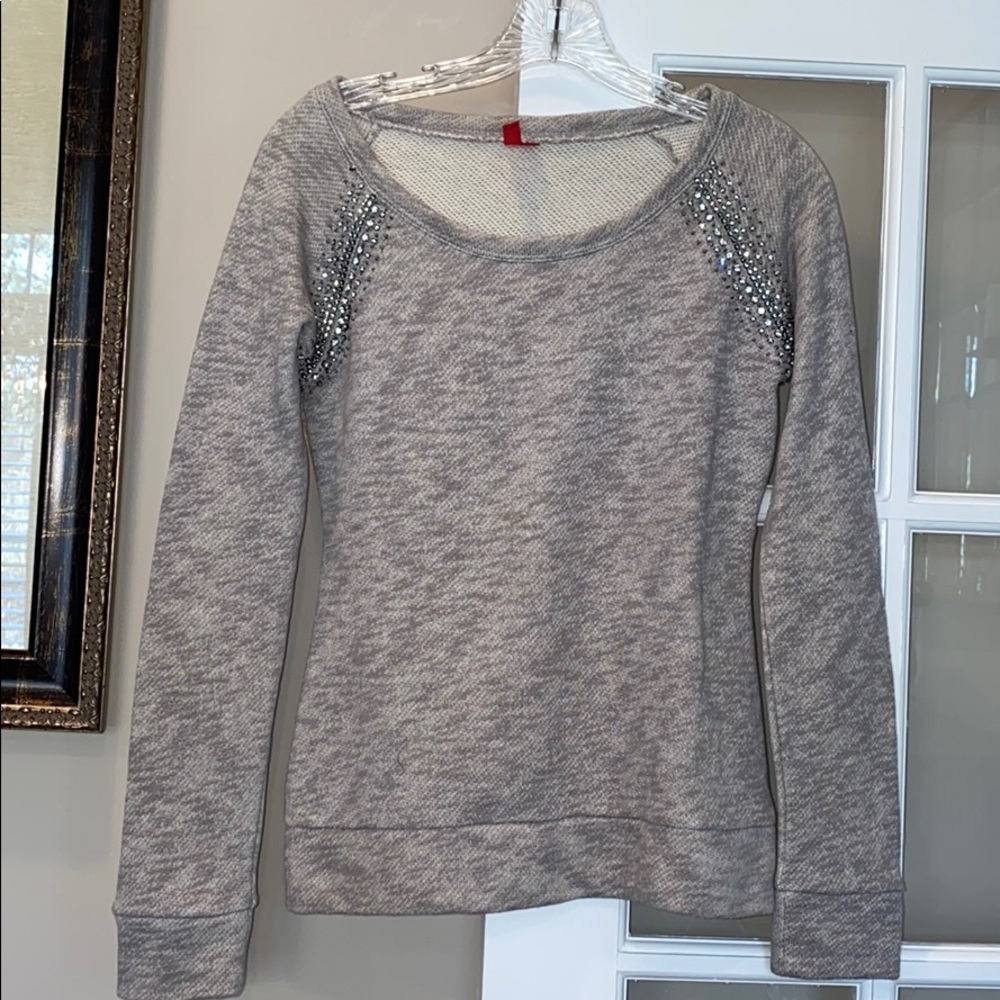Saks 5th Ave Gray Embellished Sweatshirt